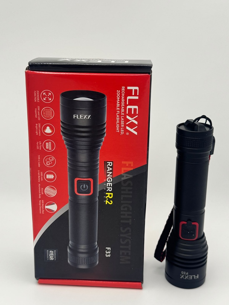 FLEXY Rechargeable LED Flashlight Torch: 600m Range