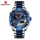NAVIFORCE Dual Color Analog Digital Stainless Steel Strap Watch for Men (Silver Blue)