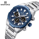 Naviforce High Quality Mens Digital Watch Stainless Steel Band Luminous Chronometer Double Display Sports Hand Watch